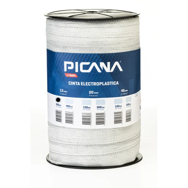 CINTA ELECTROPLÁSTICA SUPER, 13mm/5 hebras de acero inox. - 400mt