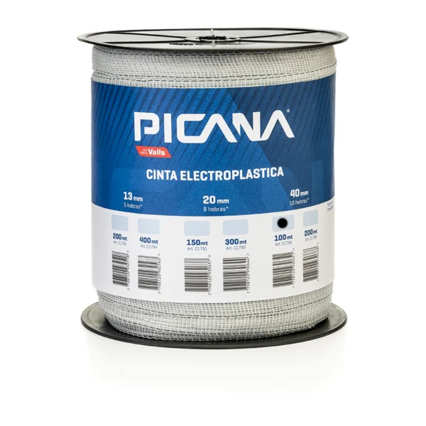 CINTA ELECTROPLÁSTICA JUMBO, 40mm/10 hebras de acero inox. - 100mt