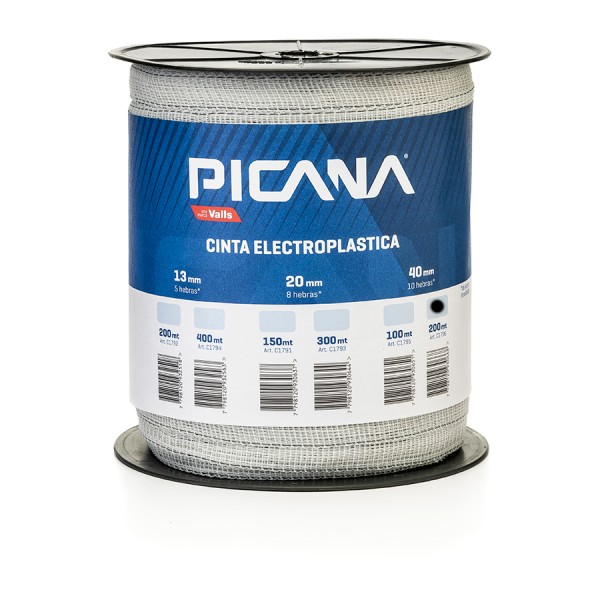 CINTA ELECTROPLÁSTICA JUMBO, 40mm/10 hebras de acero inox. - 200mt